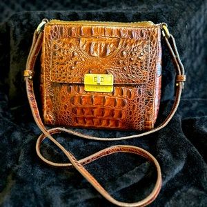 Vintage Brahmin brown croc crossbody jet tassel